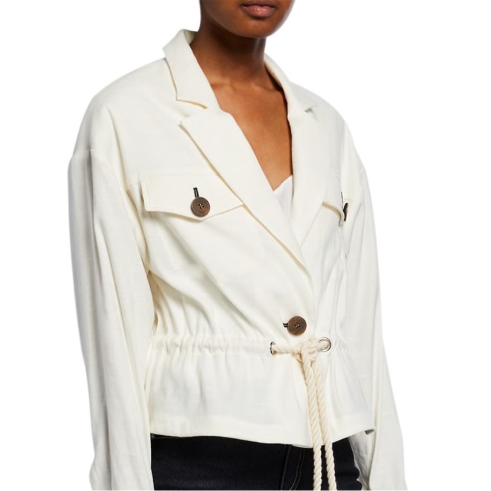 Veronica Bears Magni White Drawstring Jacket